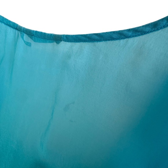 MARCIANO Silk Dolman Sleeve Smocked Waist Top Teal Blue Women Large Y2K - Picture 8 of 8